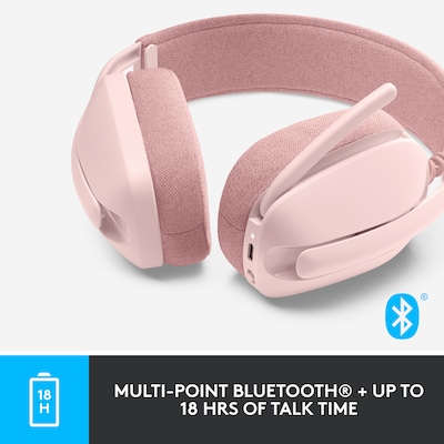 Logitech Zone Vibe 100 Wireless Noise Canceling Bluetooth Headset, Rose (981-001258)