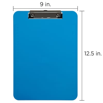 JAM Paper Plastic Clipboard, Letter Size, Blue, 12/Pack (340926882AZ)