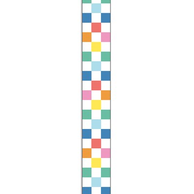 Carson-Dellosa We Stick Together Straight Bulletin Board Borders, 3" x 3', Checkered Rainbow, 6/Bundle (CD-108521-6)