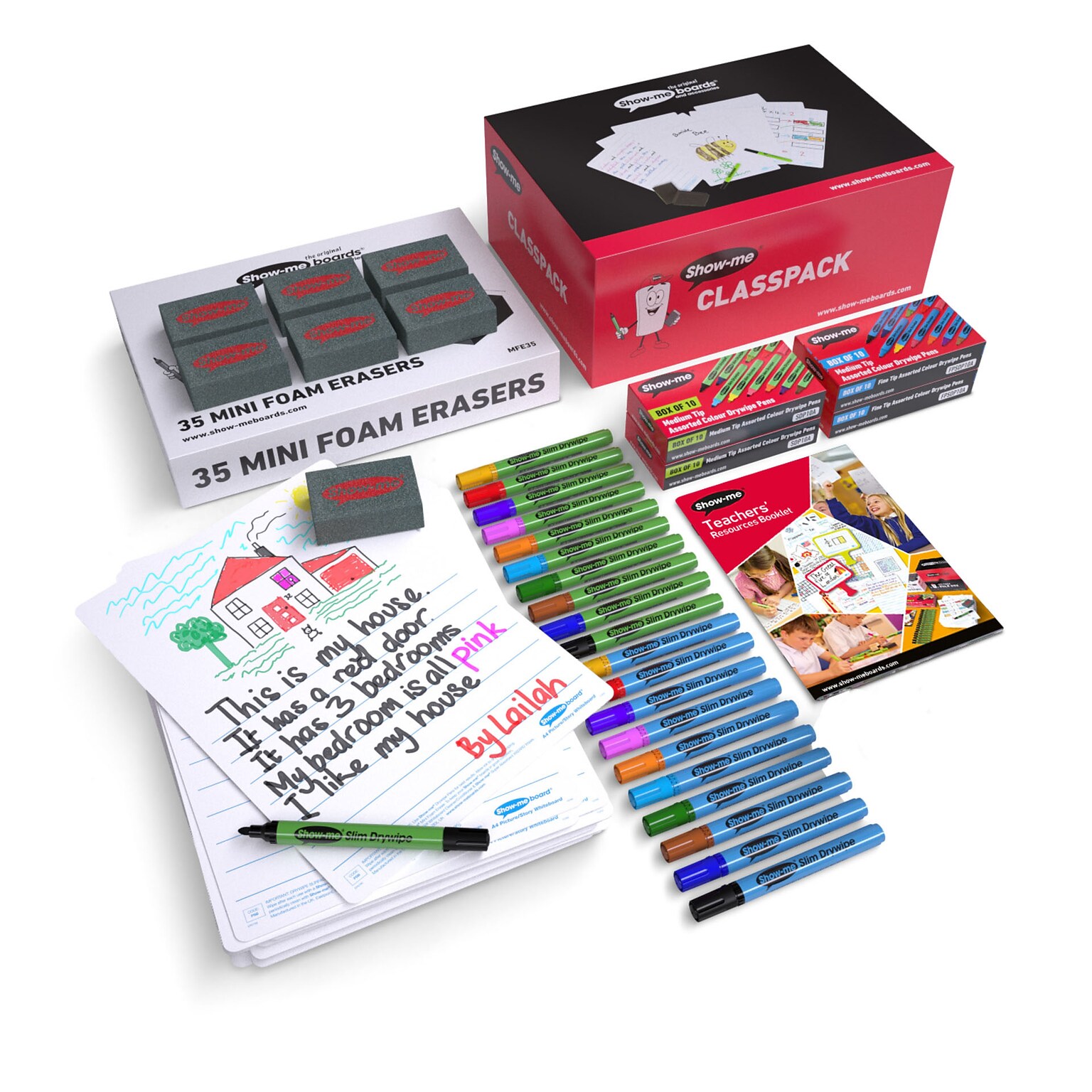 Show-me Picture Story Lapboards, with Pens, Erasers & Cleaner, 8 x 12, 35/Set (EPTCPSBX)