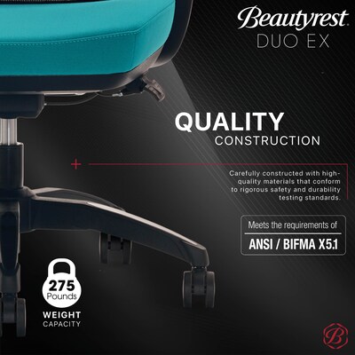 Beautyrest Duo-EX Ergonomic Mesh Swivel Computer Chair, Teal (60051-TEL)