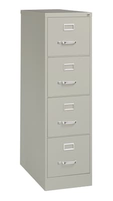 Hirsh Commercial 4-Drawer Vertical File Cabinet, Letter Size, Lockable, 52H x 15W x 26.5D, Light Gray (14029)