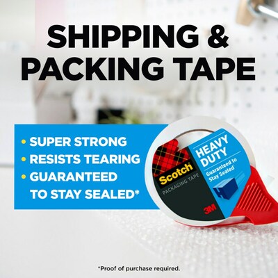 Scotch Heavy Duty Packing Tape with Dispenser, 1.88 x 54.6 yds., Clear, 4/Pack (3850-4RD)