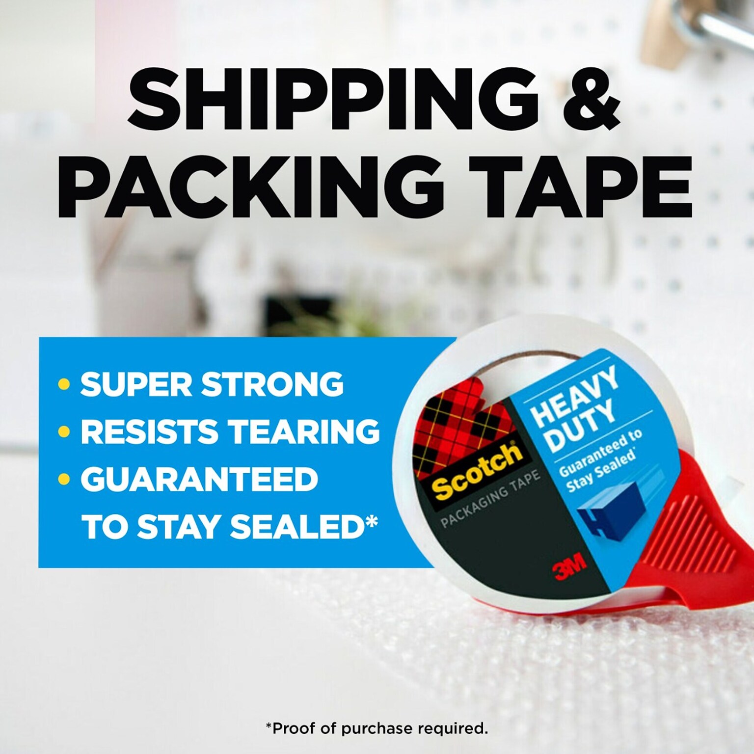 Scotch Heavy Duty Packing Tape with Dispenser, 1.88 x 54.6 yds., Clear, 4/Pack (3850-4RD)