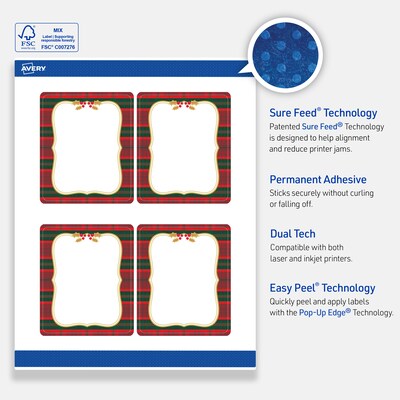 Avery Rectangle Multipurpose Labels, 4" x 3-1/3", White, 40/Pack (19479370506)