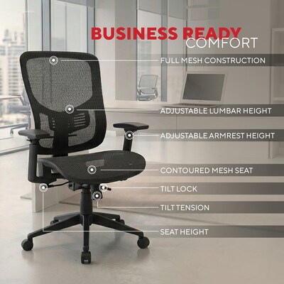 Staples Kroy Ergonomic Mesh Swivel Task Chair, Black (UN59456)