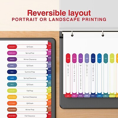 Staples Customizable Table of Contents Monthly Dividers, 12-Tabs, Multicolor