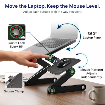 Uncaged Ergonomics WorkEZ Cool 16" Laptop Cooling Stand with 2 Fans, 3 USB Ports, Black (WECB)