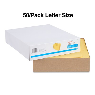 Staples® Reinforced End Tab Classification Folders, 2" Expansion, Letter Size, Yellow, 50/Box (TR18343)