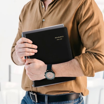 2026-2027 AT-A-GLANCE Recycled 8.25" x 11" Academic Weekly & Monthly Appointment Book, Faux Leather Cover, Black (70-957G-05-27)