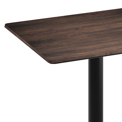 Flash Furniture Acadia Wooden Dining Table with Round Base, 23.75"D x 29.75"W, Dark Brown/Black Base (ST2430WBRTR18)