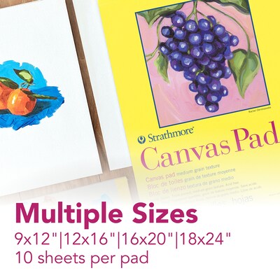 Strathmore 300 Series 9" x 12" Tape Bound Canvas Pad, 10 Sheets/Pad, 2 Pads/Bundle (STTP31509-2)