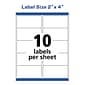 Avery TrueBlock Laser Shipping Labels, 2" x 4", White, 10 Labels/Sheet, 25 Sheets/Pack (5263)