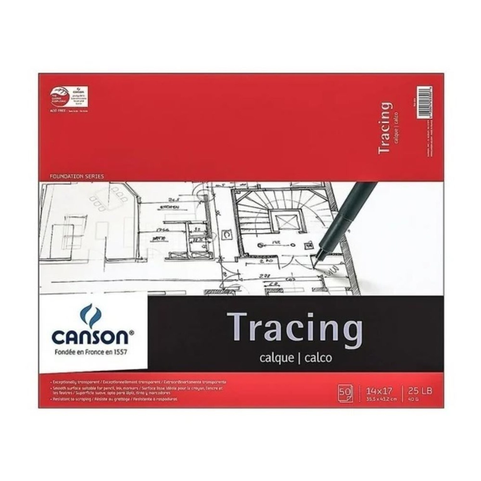 Canson 17 x 14 Tracing Sketch Pad, 50 Sheets/Pad (31239)