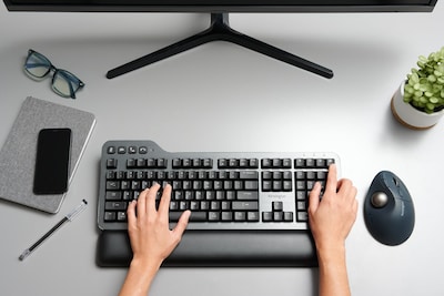 Kensington MK7500F QuietType Wireless Ergonomic Keyboard, Black (K72201US)