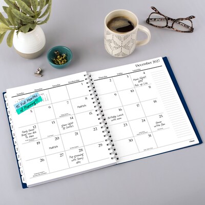2027 Mead Essentials 9" x 11" Calendar Year Weekly & Monthly Planner, Plastic Cover, Navy (CRW630G2027)