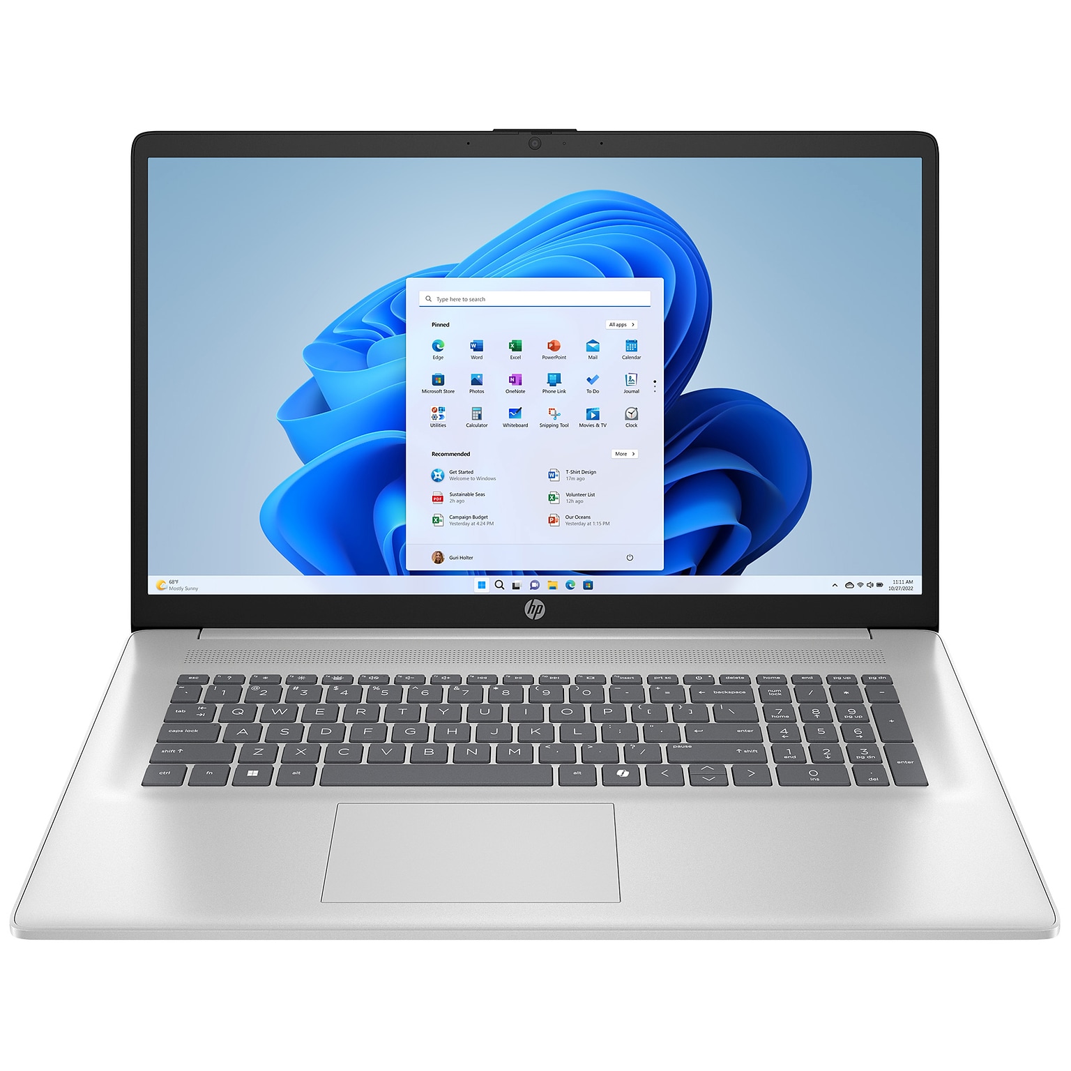 HP 17.3 FHD Laptop, CoPilot, Intel Core i3-N305, 8GB RAM, 512GB SSD, +9.5 hours battery, Windows 11 Home