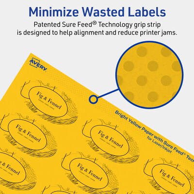 Avery Oval Laser/Inkjet Multipurpose Labels, 1-1/8" x 2-1/4", Bright Yellow (420/Pack)