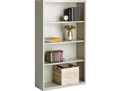 Hirsh HL8000 Series 60"H 4-Shelf Bookcase with Adjustable Shelves, Light Gray Steel (21994)