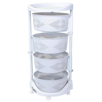 Dbest Octopus 360 4-Tier Plastic Rolling Kitchen Cart, White (01-915)