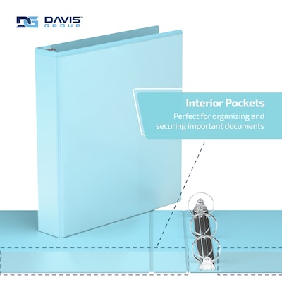 Davis Group, 1.5", 8.5" x 11", Round Ring View Binder, Pastel Color, Aqua, 6/Pack (7412-12-06)