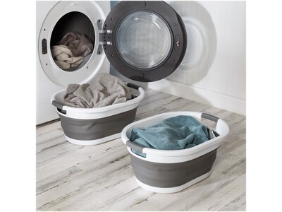 Honey-Can-Do Dark Gray/White Collapsible Rubber Laundry Baskets