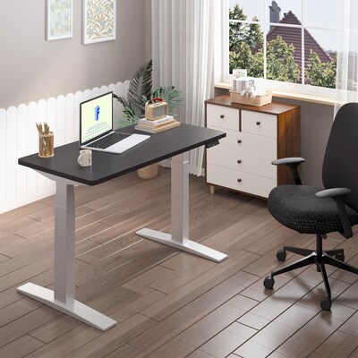 FlexiSpot E7COMMERCIAL 48''W Electric Adjustable Particle Board Standing Desk, Black/White (E7WCOM4824-B)