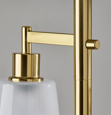 Adesso Gio 65H Antique Brass Floor Lamp with White Glossed Glass Shades (3312-21)