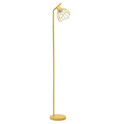 Simple Designs Sleek Essentials 54.5" Metal Floor Lamp with Wire Cage Shade, Yellow (LF1050-YLW)