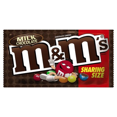 M&M's Sharing Size Milk Chocolate Candy Pieces, 75.36 oz., 24 Pouches/Box (MMM04431)