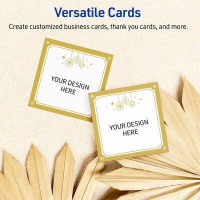 Avery Gold-Metallic Ornaments Matte Blank Card, White, 120/Pack (S00-FH8)