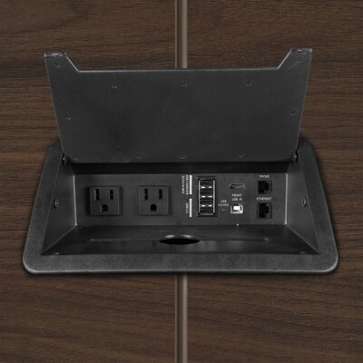 Array 120" Conference Table with Power Data Grommet, New Walnut/White (ACT12048NWWH)
