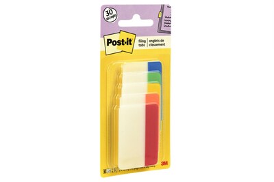 Post-it Tabs, 2" Wide, Solid, Assorted Colors, 30 Tabs/Pack (686-ROYGB)