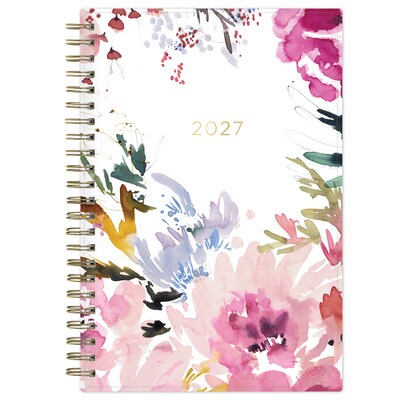2027 Blue Sky Kelly Ventura Magenta Blooms 5 x 8 Calendar Year Weekly & Monthly Standard Planner, Plastic Cover
