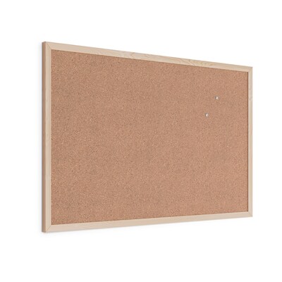 U Brands Cork Bulletin Board, Oak Finish Frame, 35" x 23" (266U00-01)