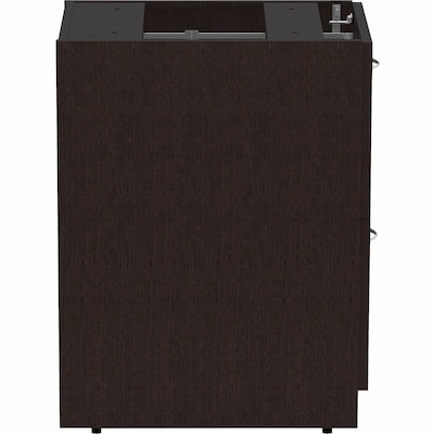 Lorell Essentials 2-Drawer Stationary File/File Cabinet, Letter/Legal Size, Lockable, 28.3"Hx 16"Wx 22"D, Espresso/Silver Brush