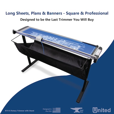 United Commercial 51" Rotary Paper Trimmer with Stand and Catch Tray, Silver/Black (RT51S)