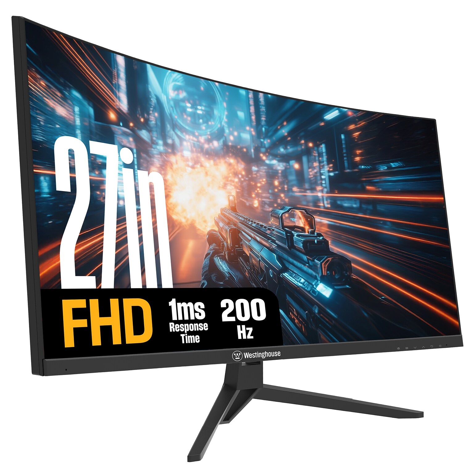 Westinghouse 27 Curved FHD 200Hz LED AMD FreeSync Gaming Monitor, Built-In Speaker, Black (WC27RX6250)
