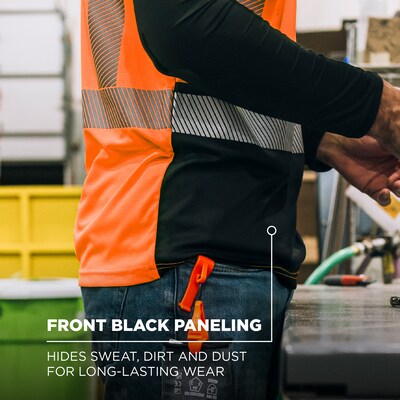 Ergodyne GloWear 8371BK High Visibility Long Sleeve Black Bottom T-Shirt, ANSI Type R Class 3, Orange, 2XL (22306)