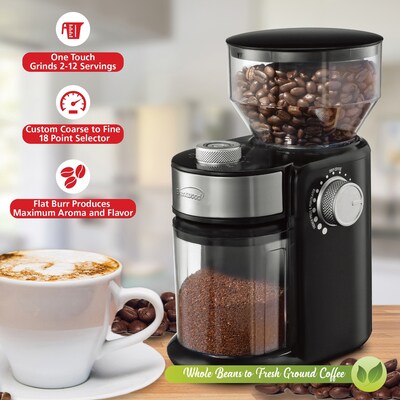 Brentwood Automatic Burr Coffee Bean Grinder Mill, Black (CG-2021BK)