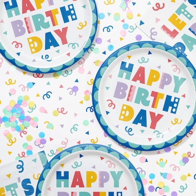 Creative Converting Party Patterns Happy Birthday Plates, Multicolored, 32/Pack (DTC365080DPLT)