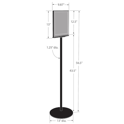Azar Sign Holder, 13 x 56.5, Vertical, Freestanding, Black, Metal (300355-BLK)