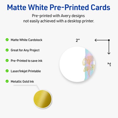 Avery Floral Design Matte Blank Card, White, 120/Pack (S00-EVH)