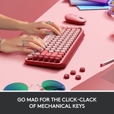 Logitech POP Keys Wireless Bluetooth Mechanical Keyboard, Heartbreaker (920-010709)