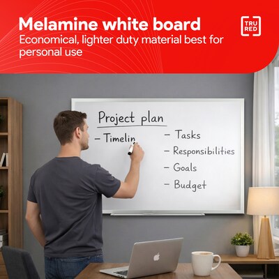 TRU RED™ Melamine Dry Erase Board, Gray Frame, 3' x 2' (TR59355)