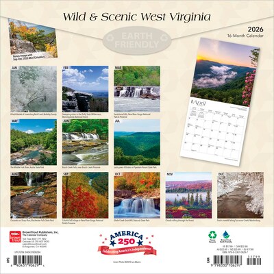2026 BrownTrout West Virginia Wild & Scenic 12 x 12 Monthly Wall Calendar (9798330706297)