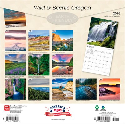 2026 BrownTrout Oregon Wild & Scenic 12 x 12 Monthly Wall Calendar (9798330705009)