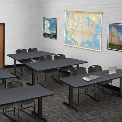 Regency 60Metal & Wood Cain Training Table with Zeng Stack Chairs, Black (MTRCT6024GY44BK)