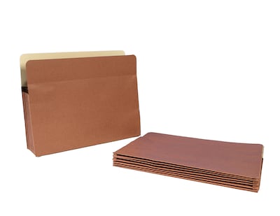 Quill Brand® Reinforced File Pocket, 5 1/4" Expansion, Letter Size, Brown, 10/Box (7Q1534)