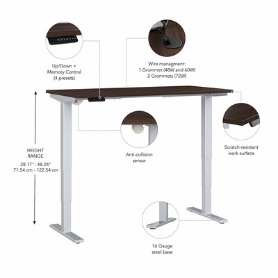 Bush Business Furniture Move 40 Series 60"W Electric Height Adjustable Standing Desk, Black Walnut/Cool Gray (M4S6030BWSK)